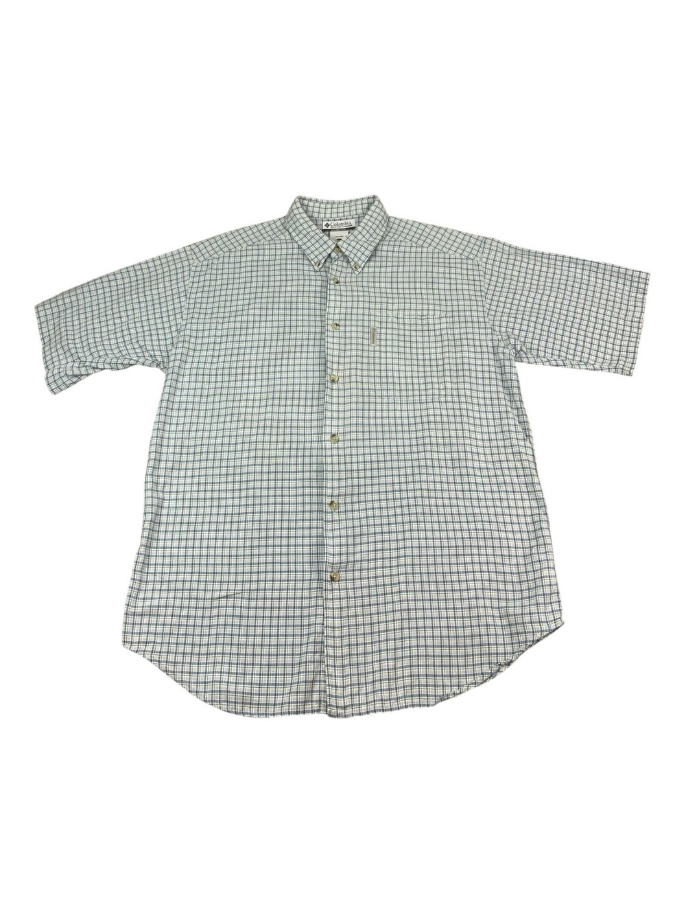 Columbia Men’s Short Sleeve Burton Up Shirt Cotton Check Size Large